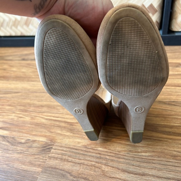 Nude Wedge Sling Backs - Picture 3 of 4